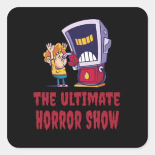Adesivo Quadrado Halloween - Horror Show na Estação de Gás