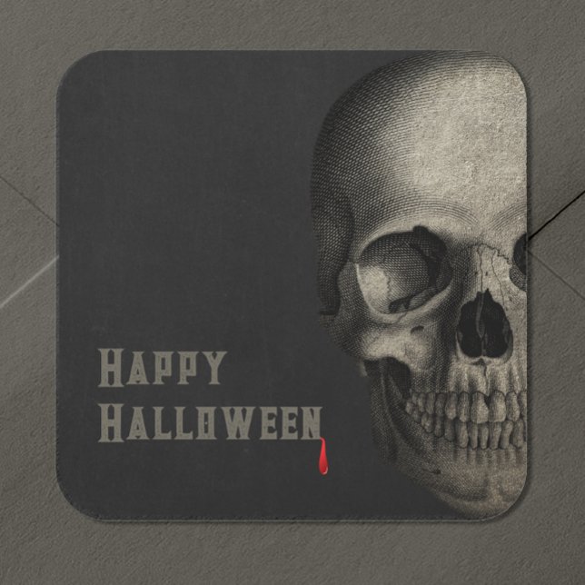 Adesivo Quadrado Halloween Human Skull Spooky (Criador carregado)