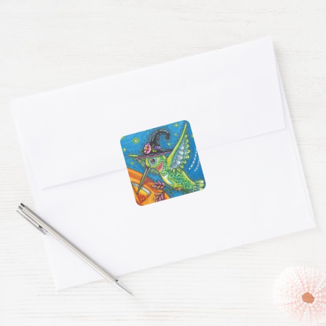 ADESIVO QUADRADO HALLOWEEN HUMMINGBIRD E JACK O LANTERN WHIMSY (Envelope)