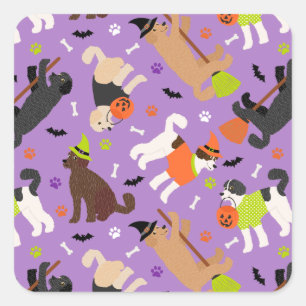 Adesivo Quadrado Halloween Labradoodle / Goldendoodle Square Sticke