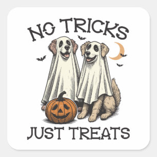 Adesivo Quadrado Halloween Não Há Truques Apenas Tratam Cães Fantas