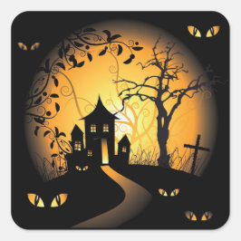 Adesivo Quadrado Halloween - Olhos Assombrantes Vendo Você