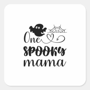 Adesivo Quadrado Halloween One Spooky Mama Birthday