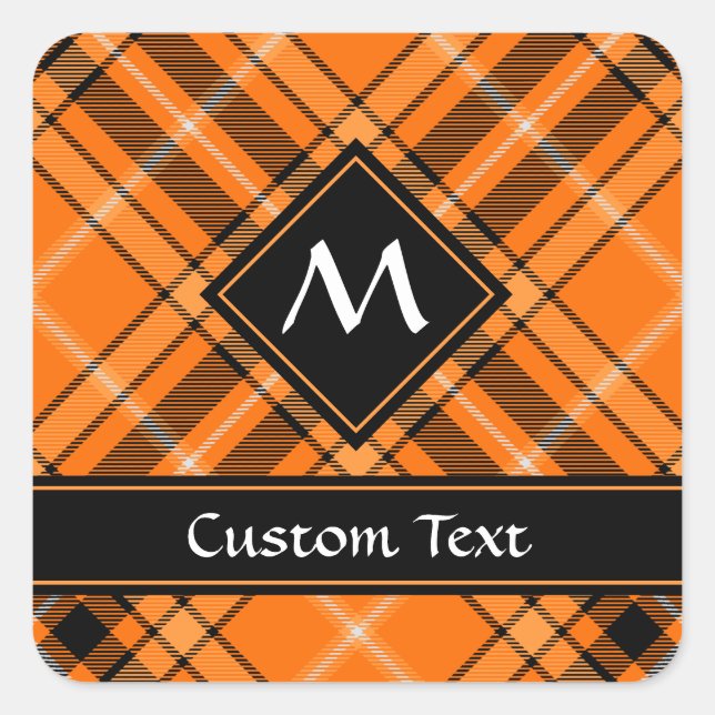 Adesivo Quadrado Halloween Orange Tartan (Frente)
