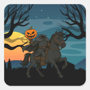Adesivo Quadrado Halloween/Outono de Cavaleiro Sem Cabeça