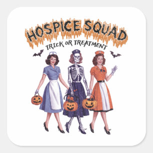 Adesivo Quadrado Halloween Para Enfermeira De Esquadrão De Hospitai