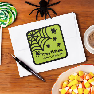 Adesivo Quadrado Halloween personalizado da teia