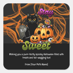 Adesivo Quadrado Halloween Pet em fantasias assustadoras