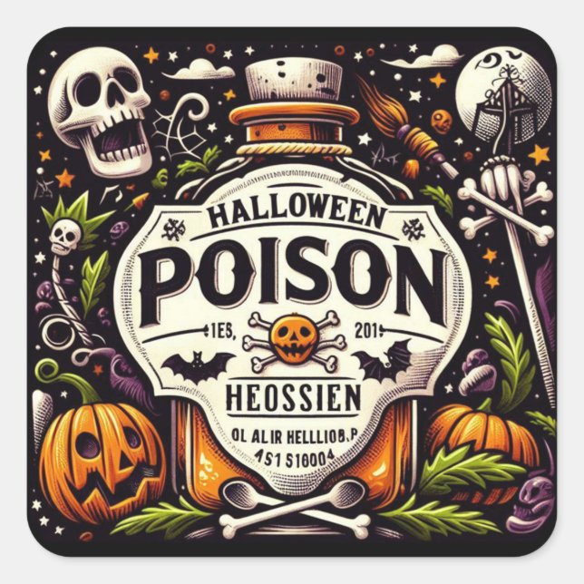 Adesivo Quadrado Halloween Poison (Frente)