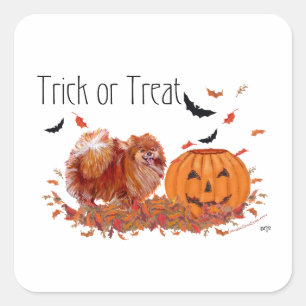 Adesivo Quadrado Halloween Pomeranian