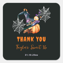 Halloween Pumpkin Witch Hat Ghosts Cute Sweet 16