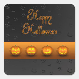 Adesivo Quadrado Halloween Pumpkins Jack-o-Lanterna