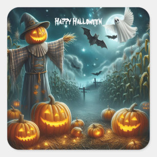 Adesivo Quadrado Halloween Scarecrow