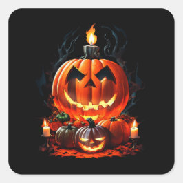 Adesivo Quadrado Halloween Scary Pumpkin