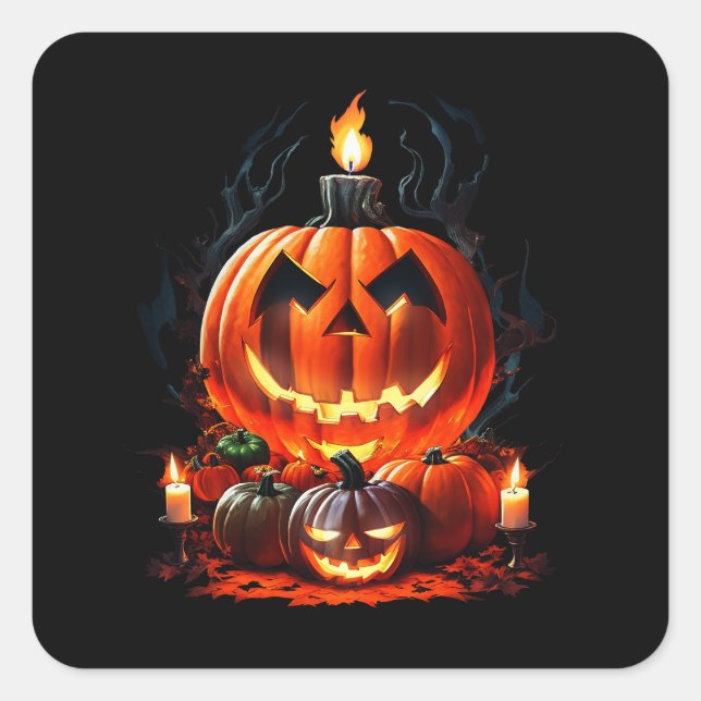 Adesivo Quadrado Halloween Scary Pumpkin (Frente)