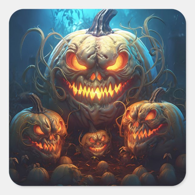 Adesivo Quadrado Halloween Scary Pumpkins 6 (Frente)