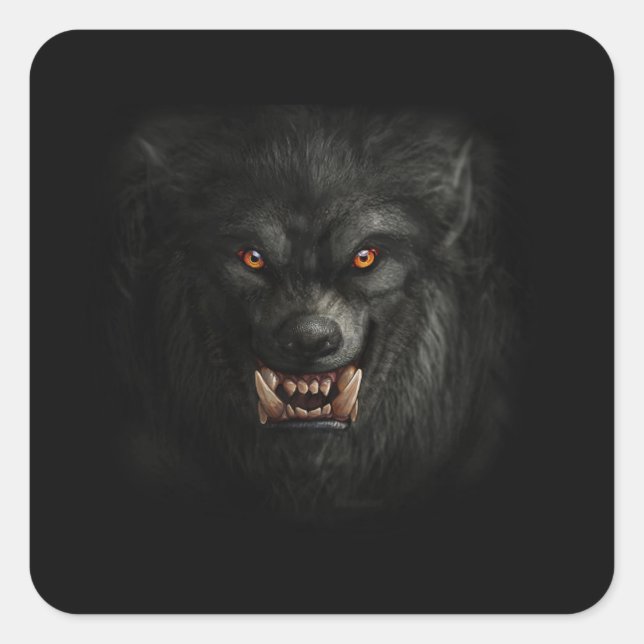 Adesivo Quadrado Halloween Scary Werewolf (Frente)