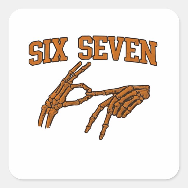 Adesivo Quadrado Halloween Seis Sete Linguagem de Sinal de Memória  (Frente)