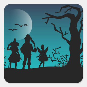 Adesivo Quadrado Halloween Silhouette