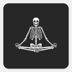Adesivo Quadrado Halloween Skeleton Lotus Yoga Balance Aniversário