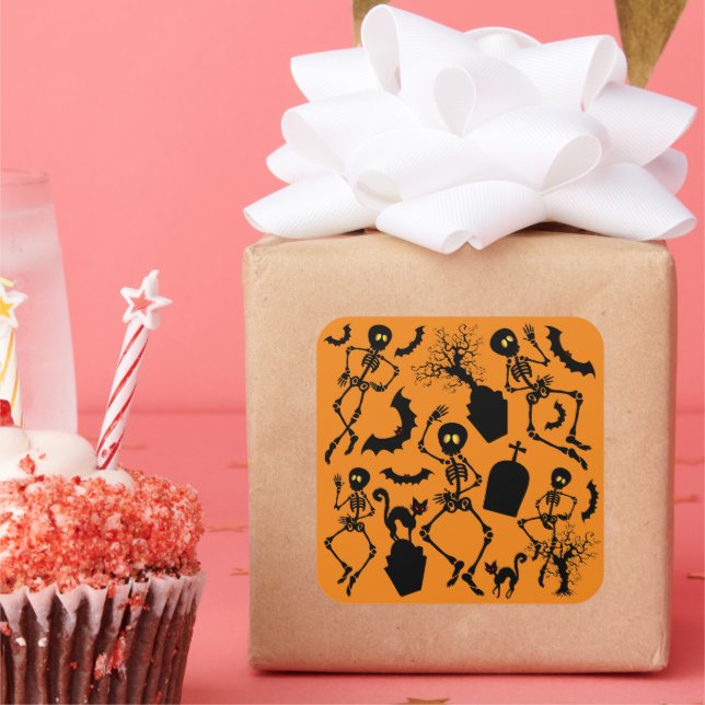 Adesivo Quadrado Halloween Skeletons Macabre Dance (Festa)