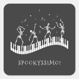 Adesivo Quadrado Halloween Skeletons Professor de Música Spooky Rew