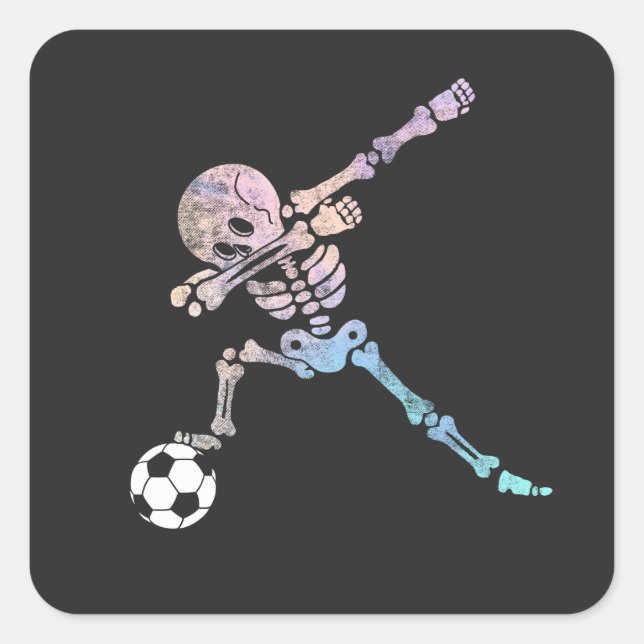 Adesivo Quadrado Halloween Soccer Skeleton Dab Pose (Frente)