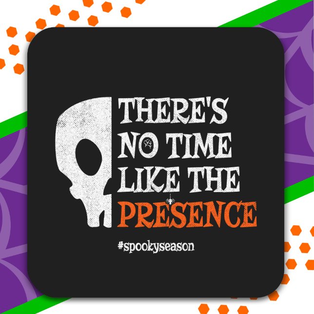 Adesivo Quadrado Halloween Spirit Spooky Skull Dia de as Bruxas eng (Criador carregado)