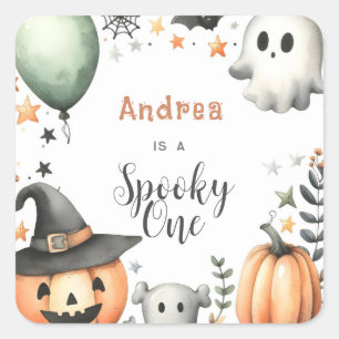 Adesivo Quadrado Halloween Spooky primeiro