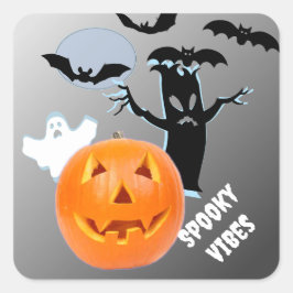 Adesivo Quadrado Halloween "Spooky Vibes", Ghosamente brilhante