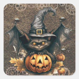 Adesivo Quadrado Halloween Steampunk Bat Stickers