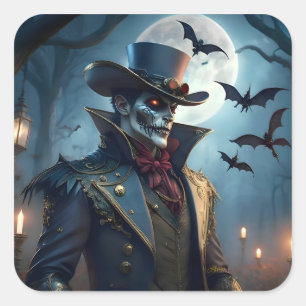 Adesivo Quadrado Halloween Steampunk Southern Gentleman Zombie
