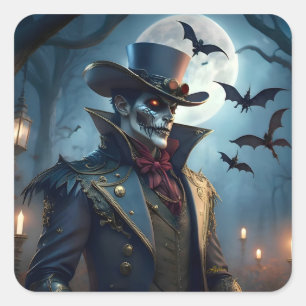 Adesivo Quadrado Halloween Steampunk Southern Gothic Zumbi