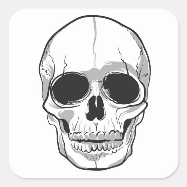 Adesivo Quadrado Halloween Stickers-Skull (Frente)