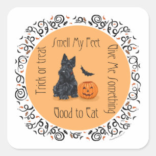 Adesivo Quadrado Halloween Terrier Escocês