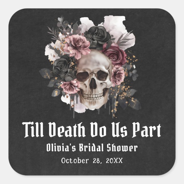 Adesivo Quadrado Halloween Till Morte Nos Faz Parte Do Chá de panel (Frente)