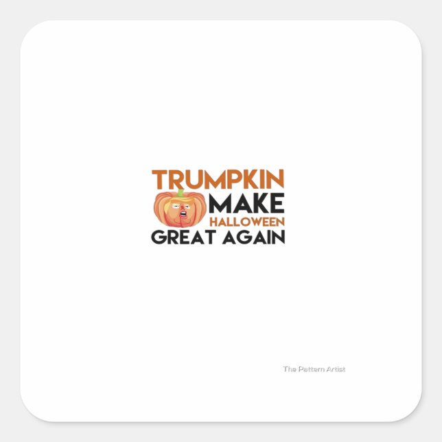 Adesivo Quadrado Halloween Trumpkin Funny - Clássica Maga Costume D (Frente)