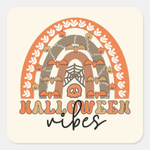 Adesivo Quadrado Halloween Vibes Boho Rainbow Fall Halloween