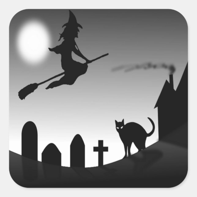 ADESIVO QUADRADO HALLOWEEN WITCH SILHOUETTE (Frente)