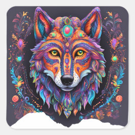 Adesivo Quadrado Halloween Wolf Alebrije