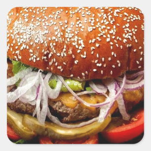 Adesivo Quadrado Hamburger engraçado do cheeseburger da novidade d