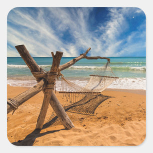 Adesivo Quadrado Hammock em uma estância de Verão tropical  