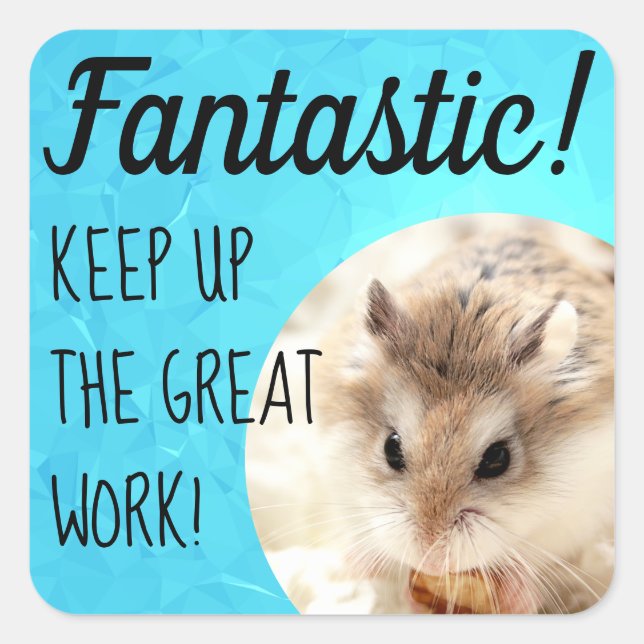 Adesivo Quadrado HammyVille - Trabalho de Excelente Fantástico de H (Frente)