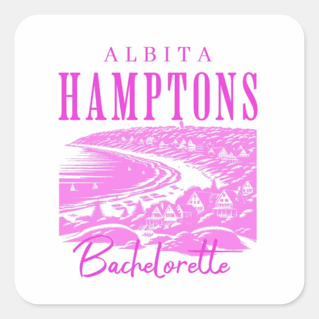 Adesivo Quadrado hamptons bachelorette Girl fim de semana (Frente)
