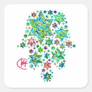 Adesivo Quadrado Hamsa de Arte de Estrelas Judaicas