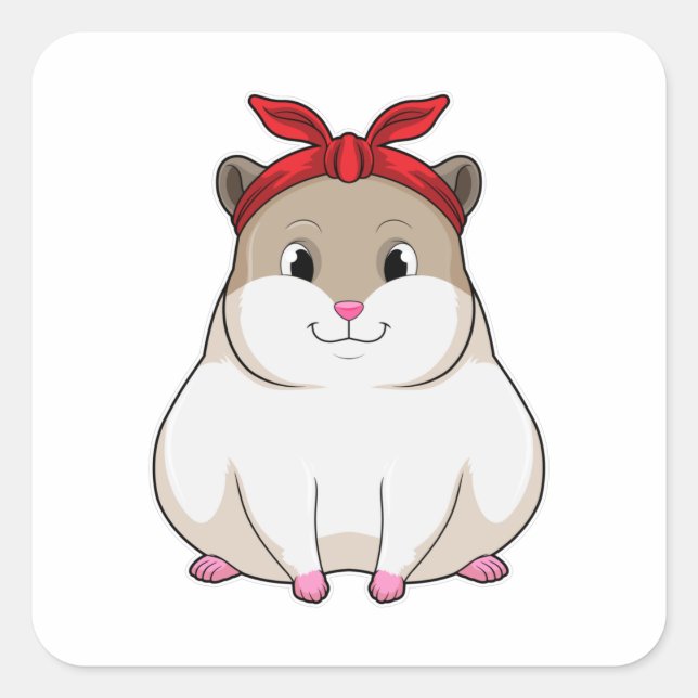 Adesivo Quadrado Hamster com Bandana (Frente)
