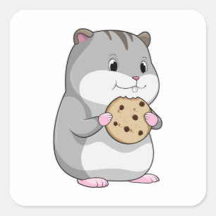 Adesivo Quadrado Hamster com Cookie