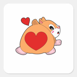 Adesivo Quadrado Hamster com Coração