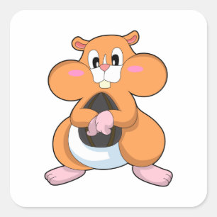 Adesivo Quadrado Hamster com Noz