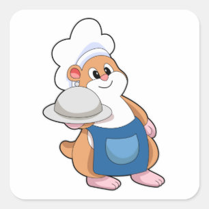 Adesivo Quadrado Hamster como Cook com Púltimo